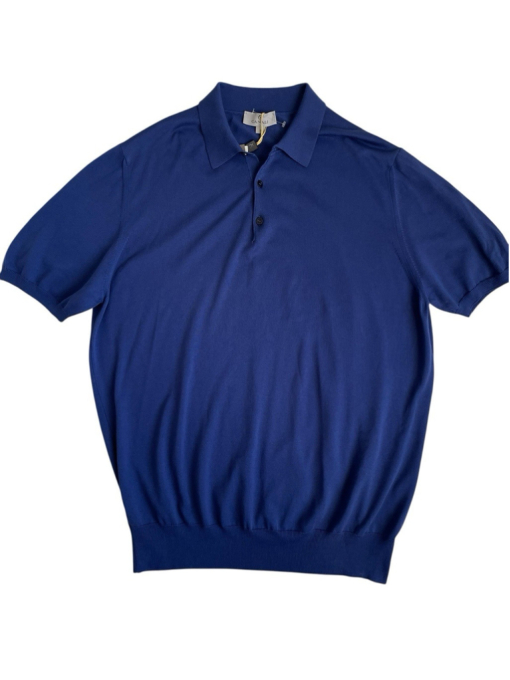 Canali Knit Polo Shirt Mens Size Italy 58 / US XL Premium Cotton Royal Blue